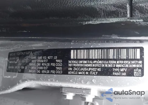 2018 Jeep Renegade Latitude Fwd z USA, uszkodzony, nr VIN ZACCJABB4JPH02140